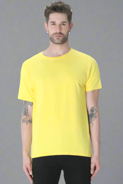 Premium Cotton Yellow T Shirt — front print