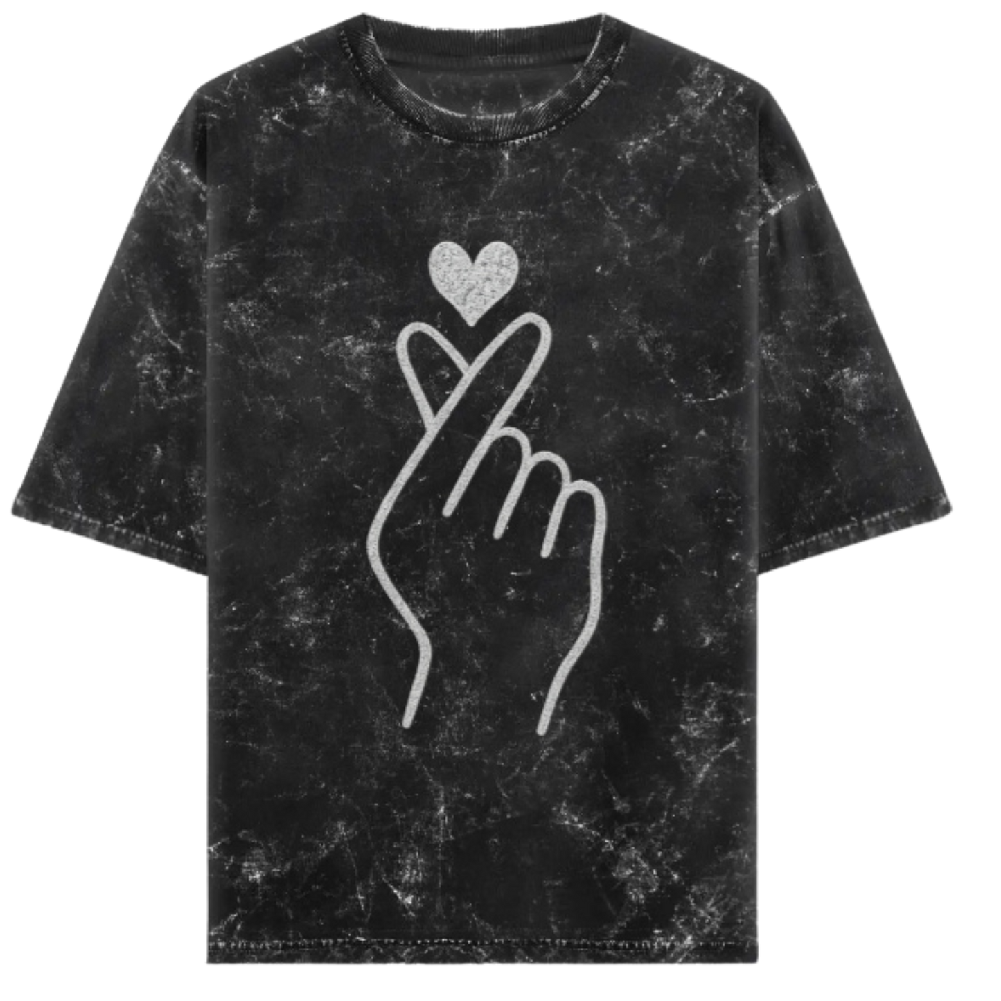 Korean Heart - Acid Wash Unisex Oversized T-shirt