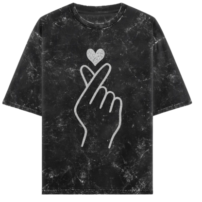 Korean Heart - Acid Wash Unisex Oversized T-shirt