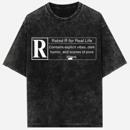 Rated [R] - Acid Washed Unisex Oversize T-shirt