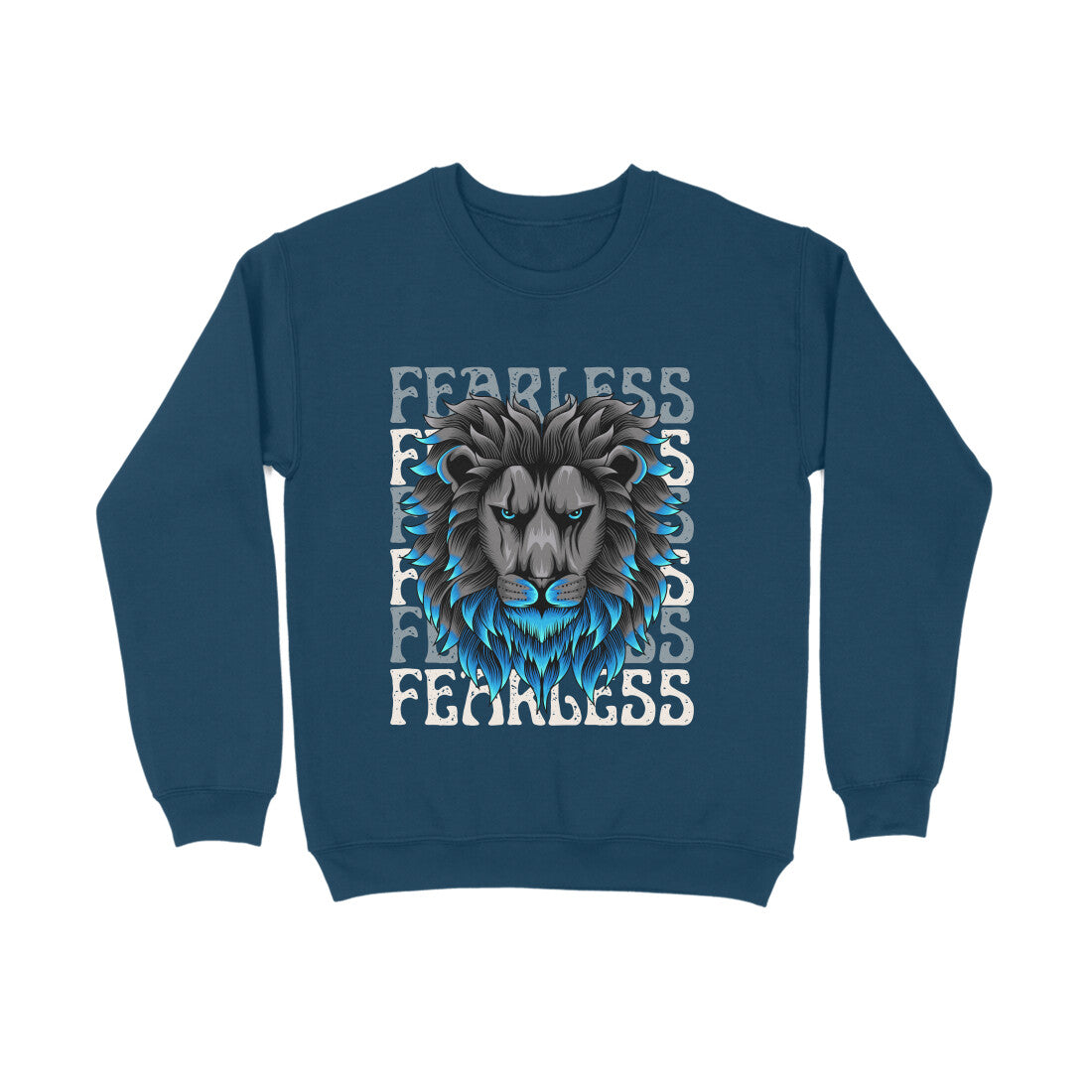 Fearless Lion" Printed Black Sweatshirt for Men – Bold and Stylish Cotton Comfort